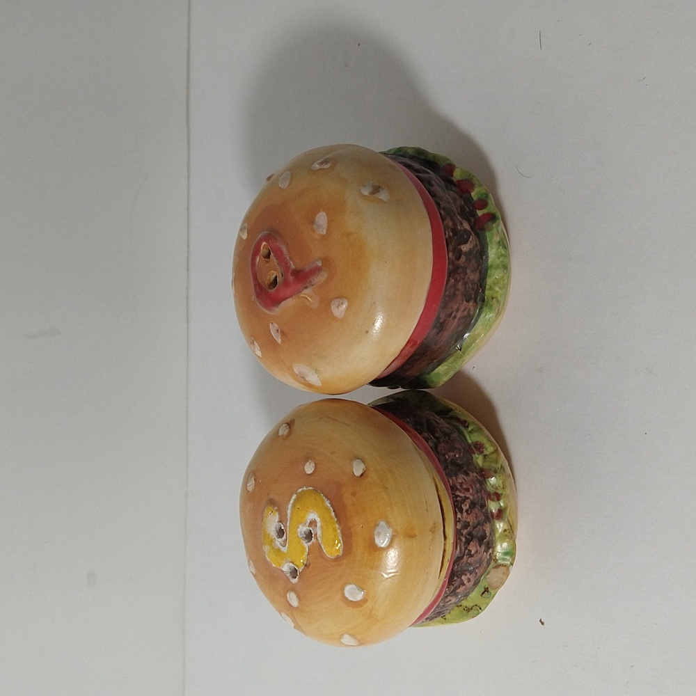Hamburger Shaped Salt & Pepper Shakers Vintage